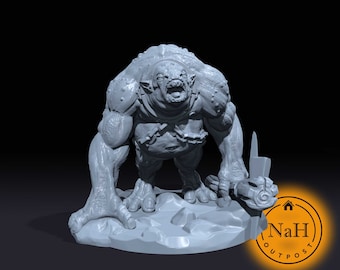 Grondar the Mountain&#39;s Fury | Cave Troll | Cavern Troll | Miniature for Tabletop games like D&D and War Gaming