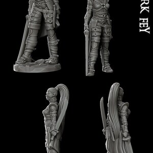 Eilistra Twinblade | Dark Elf |Female Fey Rogue| Miniature for Tabletop games like D&D and War Gaming