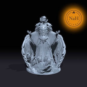 Kestrel, the Raven&#39;s Voice | Herald of the Raven Queen Miniature for Tabletop games like D&D and War Gaming