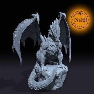 Krukhnir, Tyrant of the Ashlands | Ancient Red Dragon miniature for Tabletop games like D&D and War Gaming| Dungeons and Dragons Mini | Red