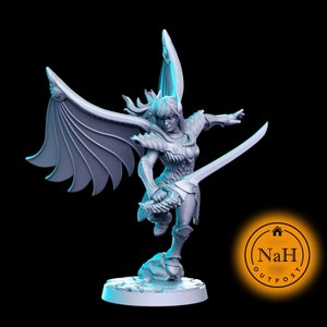 Seraphina Galeblade | Winged Rose | Aasimar miniature for Tabletop games like D&D and War Gaming| Dungeons and Dragons Mini | RN estudio