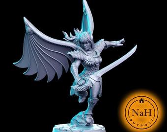Seraphina Galeblade / Winged Rose / Aasimar miniatura para juegos de mesa como D&D y War Gaming/ Dungeons and Dragons Mini / RN estudio