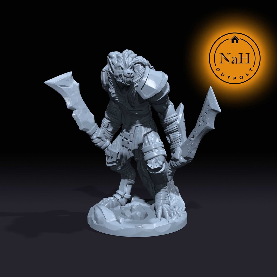 Moonsteel, the Unchained Werewolf Warrior Miniature for Tabletop