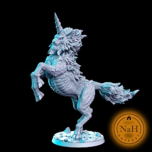 Leocorn | Dire Eenhoorn | Monocerus-miniatuur voor tafelspellen zoals D&D en War Gaming| Kerkers en Draken Mini | RN studio