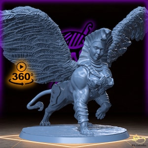 Gryphara, the Winged Wisdom | Odiphia | Sphinx miniature for Tabletop games like D&D and War Gaming| Dungeons and Dragons Mini | RN estudio