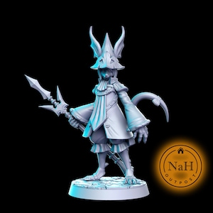 Thalil, | Catfolk Bard | Wizard or Sorcerer miniature for Tabletop games like D&D and War Gaming| Dungeons and Dragons Mini | RN estudio