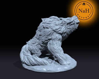 Grendar, the Moonstalker | Dire Wolf | Beast, Druid Companion or Mount miniature for D&D, Pathfinder | TTRPG Mini