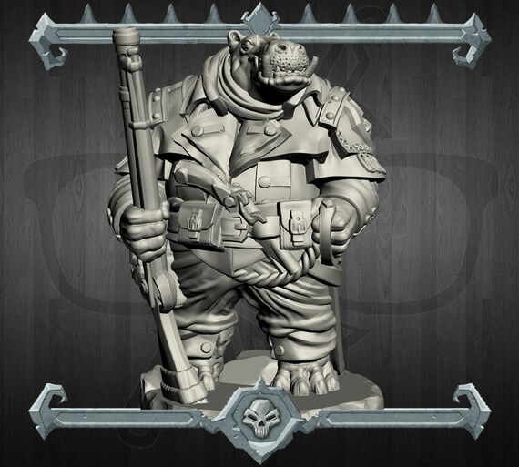 Hippofolk | Giff Gunfighter | Miniature for Tabletop games like D D and War Gaming
