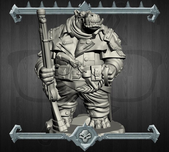 Hippofolk | Giff Gunfighter | Miniature for Tabletop games like D D and War  Gaming