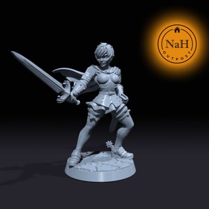 Kora Shieldbreaker | Cleto | Female Paladin miniature for Tabletop games like D&D and War Gaming| Dungeons and Dragons Mini | RN estudio