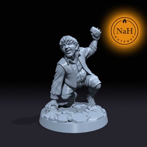 Matty Buckless the Stone Flinger | Halfling Monk | Rogue miniature for Tabletop games like D&D and War Gaming| Dungeons and Dragons Mini |