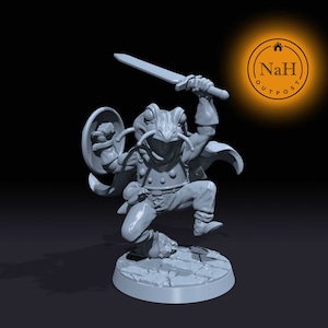 Croak, Shieldbreaker of the Lilypad | Toadin | Frog Folk | Toad Fighter | Cleric miniature for Tabletop games like D&D and War Gaming|