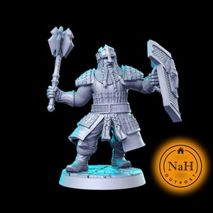 Kalden Stormward | Dwarf Mace Paladin or Fighter miniature for Tabletop games like D&D and War Gaming| Dungeons and Dragons Mini | RN