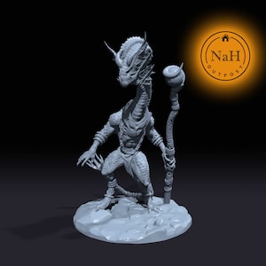 Drakonix Spellweaver | Dragonfolk Mage | Dragonborn Sorcerer or Warlock Miniature for Tabletop games like D&D 5e and TTRPG War Gaming