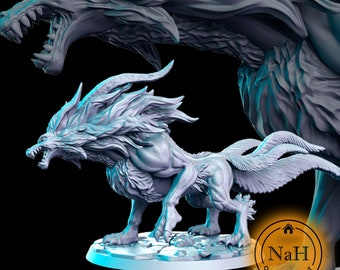 Icewolf | Dire Winter Wolf miniature for Tabletop games like D&D and War Gaming| Dungeons and Dragons Mini | RN estudio