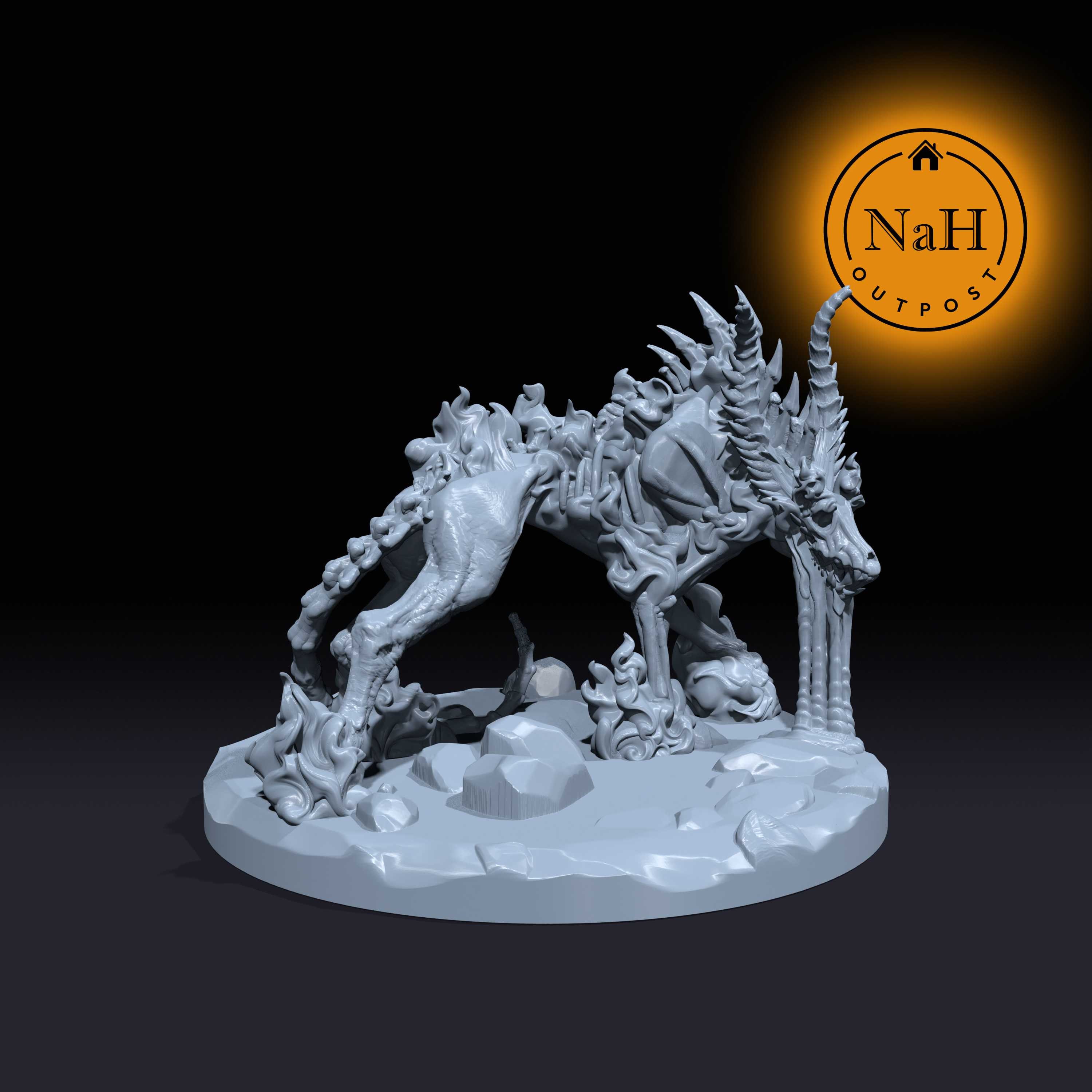 Fyren, the Infernal Guardian | Hellfire Hound | Hell Hound miniature for Tabletop games like D&D and War Gaming
