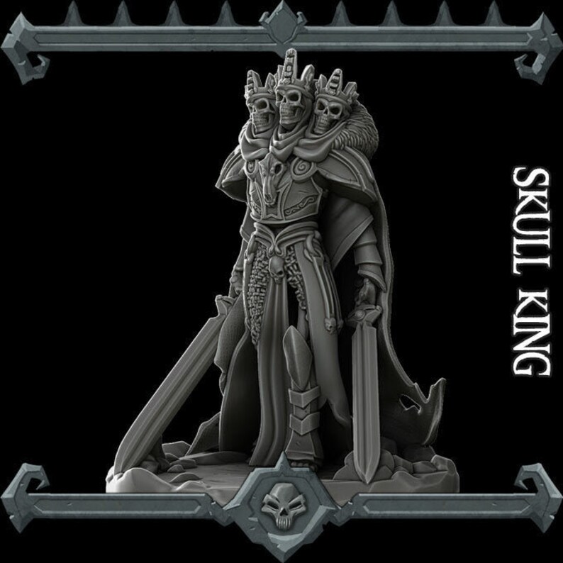 Bonethrone, the Undead Warlord | Skull Lord | Skull King | Miniature for Tabletop games like D&D and War Gaming