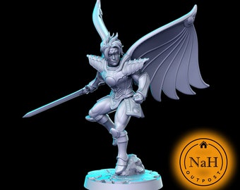 Zephyrion Lightblade / Dart Feld Winged miniatura para juegos de mesa como D&D y War Gaming / Dungeons and Dragons Mini / RN estudio