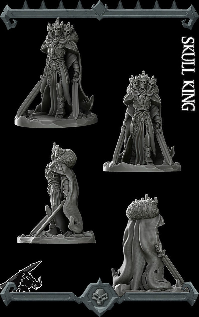 Bonethrone, the Undead Warlord | Skull Lord | Skull King | Miniature for Tabletop games like D&D and War Gaming