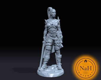 Eilistra Twinblade | Dark Elf |Female Fey Rogue| Miniature for Tabletop games like D&D and War Gaming
