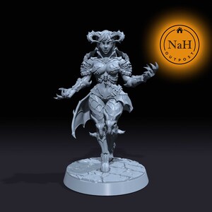 Lilith Nightwhisper | Levedith | Tiefling Miniature for Tabletop games like D&D and War Gaming | Dungeons and Dragons Mini