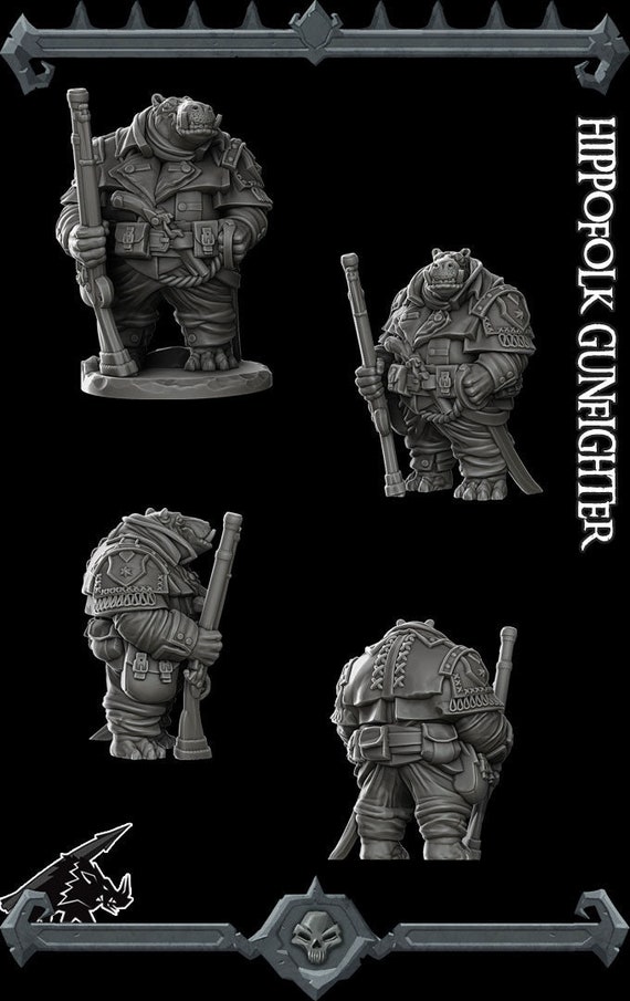 Hippofolk | Giff Gunfighter | Miniature for Tabletop games like D D and War  Gaming