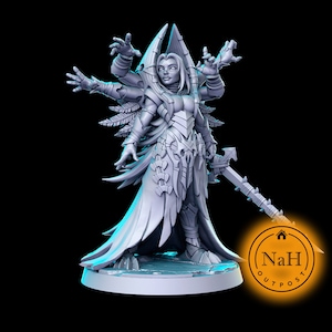 Vexa Hexalim | Kujla Priestess | Female miniature for Tabletop games like D&D and War Gaming| Dungeons and Dragons Mini | RN estudio
