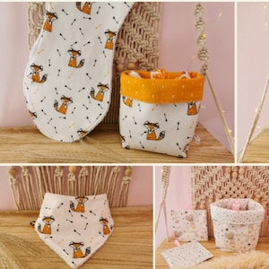PDF Pattern for 8 Baby Birth Packs - Bandana Bibs, Washable Wipes, and Anti-Rejection Shoulder Protector