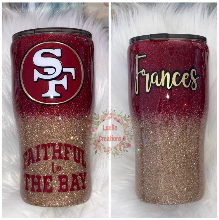 San Francisco 49ers Glitter 20 Oz Tumblr Custom Tumbler Football Gifts 