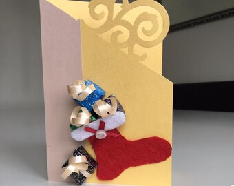 Carte de Noël 4D avec bottes, carte Père Noël, carte cadeau, carte Nouvel An, cadeau Secret Santa, cadeau de Noël, carte avec motif de Noël