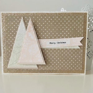 Carte de Noël 3D avec arbres de Noël, carte du Nouvel An, carte de vœux de Noël, poste de Noël fait à la main, Joyeux Noël, cadeau du Nouvel An