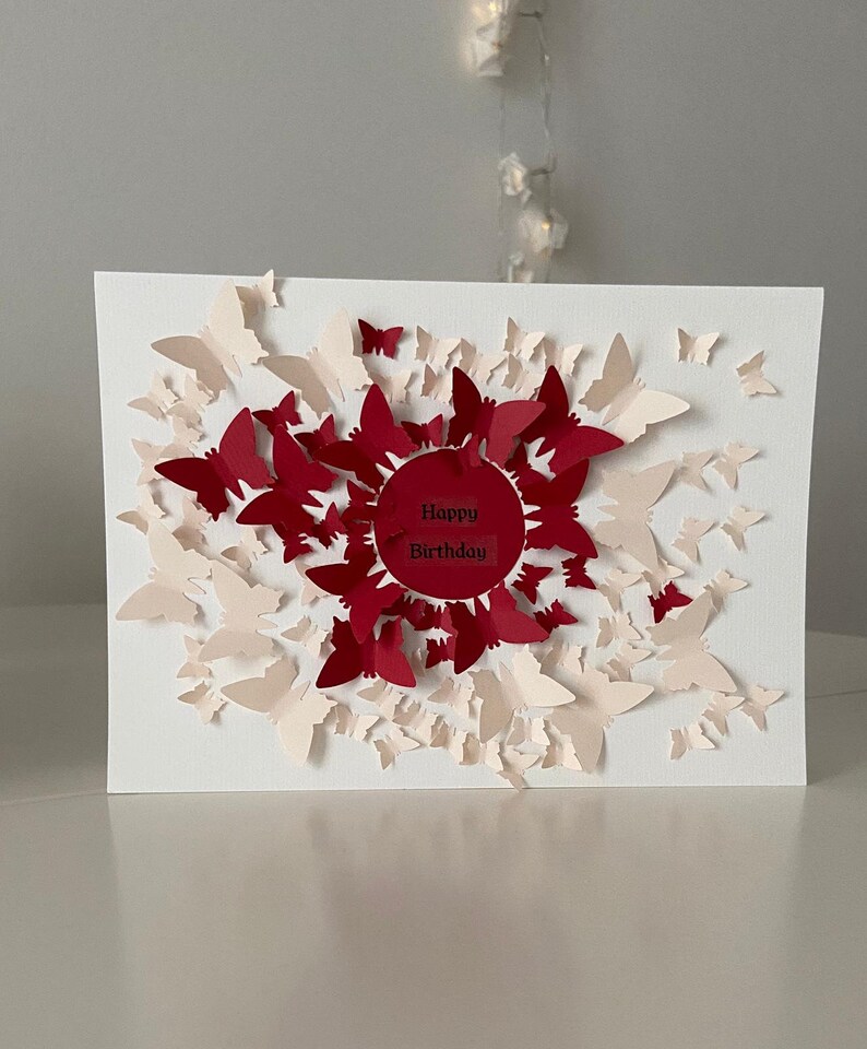 Carte papillon 3D, carte anniversaire, carte félicitations, carte félicitations, cadeau anniversaire, carte Saint Valentin, carte voeux personnalisée image 3