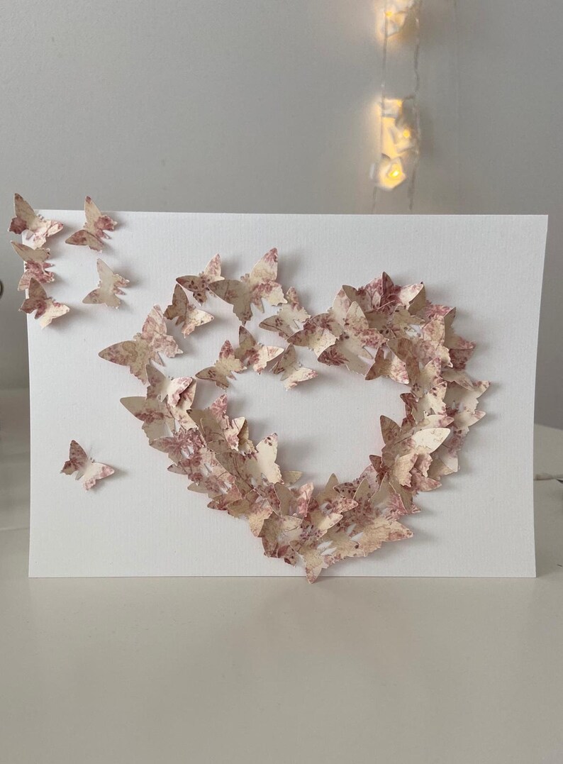 3D Schmetterlingskarte, Valentinskarte, Geburtstagskarte, Muttertagsgeschenk, Herzkarte, Glückwunschkarte, Geldgeschenk, Liebeskarte Bild 2