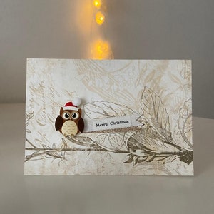 3D Weihnachtskarte mit einer Eule, Weihnachtspost, Weihnachtsgrüße, Winterkarte, Neujahrskarte, Grußkarte, Nikolauskarte, Festtagskarte
