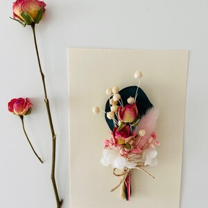Carte d'anniversaire avec fleurs et roses séchées, durable, carte cadeau, carte de félicitations, carte de mariage, carte de fête des mères, mini bouquet + Getrocknete Rosen