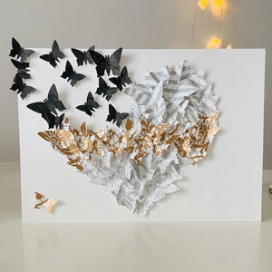 Carte papillon 3D rouge, carte anniversaire, cadeau fête des mères, carte félicitations, carte coeur, carte amour, carte mariage, carte Saint Valentin image 3