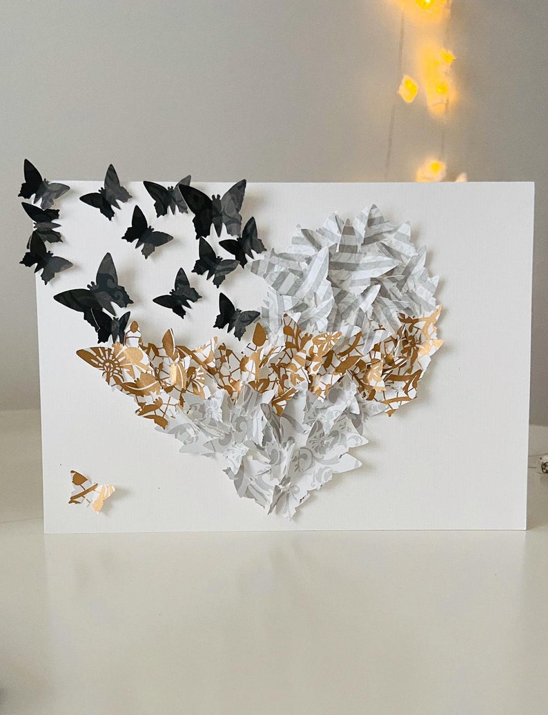 Carte papillon 3D rouge, carte anniversaire, cadeau fête des mères, carte félicitations, carte coeur, carte amour, carte mariage, carte Saint Valentin image 3