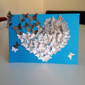 Carte papillon 3D rouge, carte anniversaire, cadeau fête des mères, carte félicitations, carte coeur, carte amour, carte mariage, carte Saint Valentin Bleu