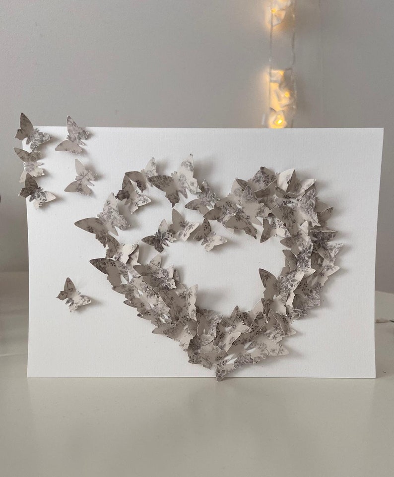 3D Schmetterlingskarte, Valentinskarte, Geburtstagskarte, Muttertagsgeschenk, Herzkarte, Glückwunschkarte, Geldgeschenk, Liebeskarte Bild 3