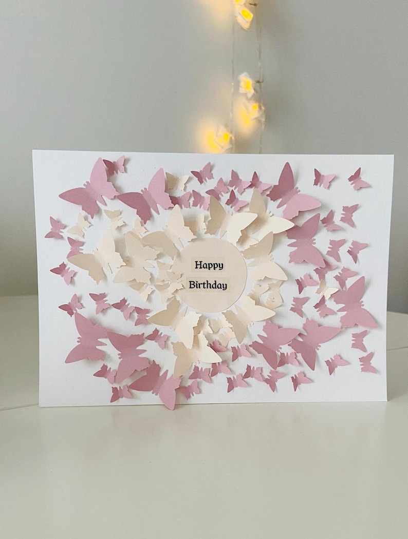 Carte papillon 3D, carte anniversaire, carte félicitations, carte félicitations, cadeau anniversaire, carte Saint Valentin, carte voeux personnalisée image 1