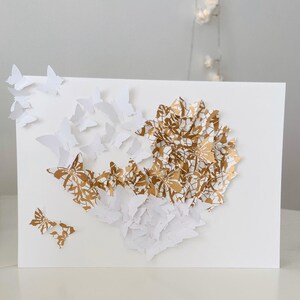 Carte papillon 3D rouge, carte anniversaire, cadeau fête des mères, carte félicitations, carte coeur, carte amour, carte mariage, carte Saint Valentin Blanc