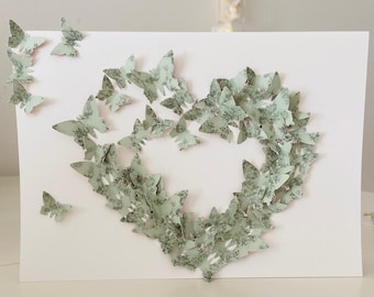 Carte papillon 3D, carte Saint Valentin, carte anniversaire, cadeau fête des mères, carte coeur, carte félicitations, cadeau argent, carte amour