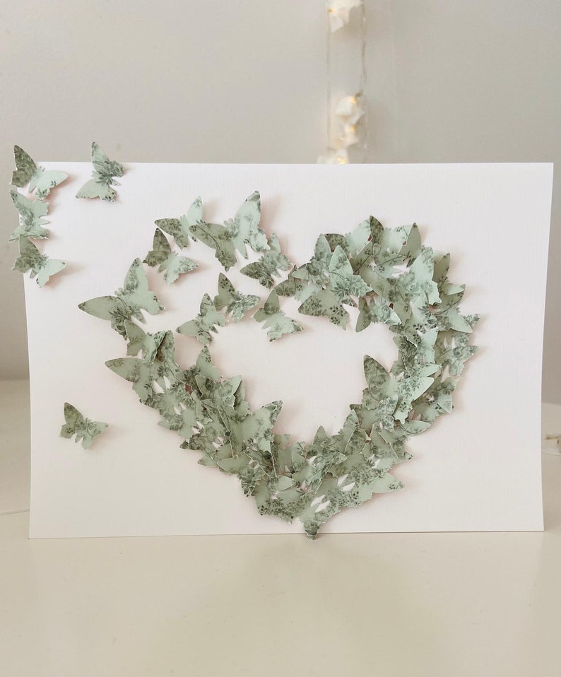 3D Schmetterlingskarte, Valentinskarte, Geburtstagskarte, Muttertagsgeschenk, Herzkarte, Glückwunschkarte, Geldgeschenk, Liebeskarte Bild 1