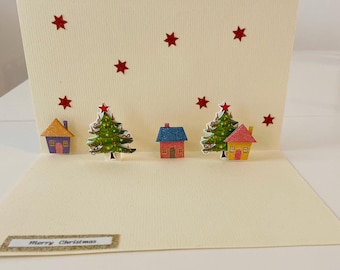 Carte de nouvel an pop-up 3D, carte de Noël, cadeau de Noël individuel, courrier de Noël, carte de réveillon avec sapin de Noël, cadeau Père Noël