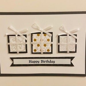 Geburtstagskarte mit Geschenken, personalisierte Karte, Glückwunschkarte, Gratulationskarte, Grußkarte, Weihnachtskarte, Geschenkkarte