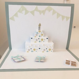 Torta di biglietti pop-up 3D, biglietto di nozze, biglietto di anniversario, biglietto di congratulazioni, biglietto di compleanno, biglietto di congratulazioni, anniversario, carta regalo