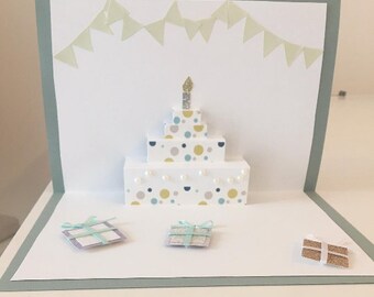Gâteau de carte pop-up 3D, carte de mariage, carte d'anniversaire, carte de félicitations, carte d'anniversaire, carte de félicitations, anniversaire, carte cadeau