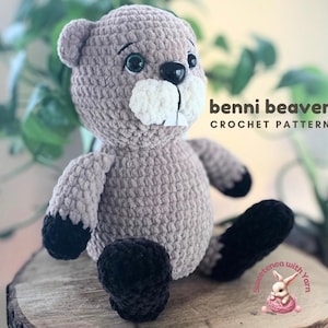 Benni Beaver Crochet Pattern: Stuffed Animal Plushie (PDF Download)