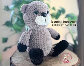 Benni Beaver Crochet Pattern: Stuffed Animal Plushie (PDF Download)