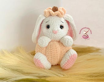 Baby Bunny Pumpkin Crochet Pattern: Plushie Stuffed Animal (Digital Download)
